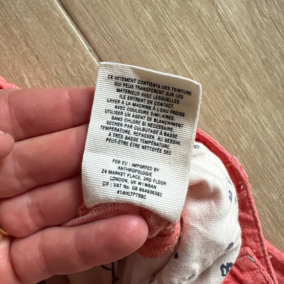 Pilcro Linen Blend Pants Women's 10 Salmon Pink Wide Leg Boho Summer - Picture 4 of 9